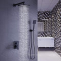 Aquacubic cUPC Shower System Valve and Trim Kit Matte Black Faucet Set Rain Shower Head with Handheld Shower Faucet